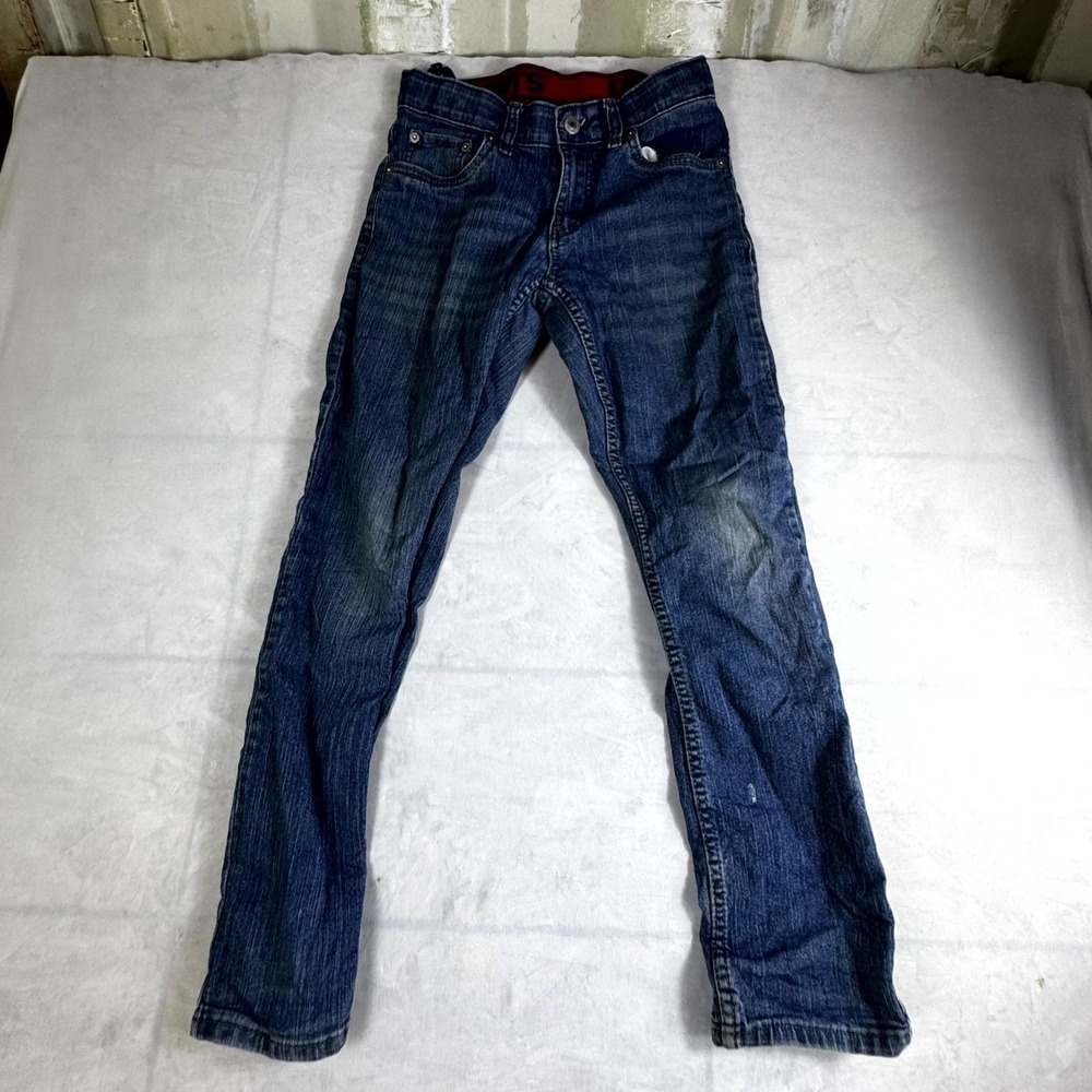 Levi Strauss & Co Flex Slim Fit Jeans Boys 12 Blue Denim Cotton Adjustable Waist